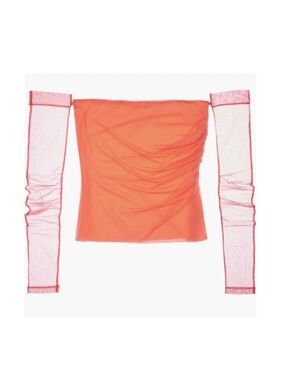 Helmut Lang Sheer Long Sleeve 2-in-1 Blouse Top, NEW